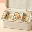 Gold Jewellery Inside Personalised Natural Linen Jewellery Case