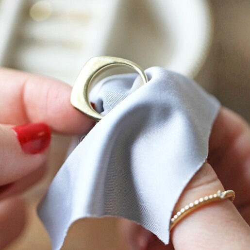 Model Polishing Ring With Cloth From Case Model Polishing Ring With Cloth From Personalised Natural Linen Jewellery Case