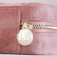 Gold Zip of Rose Pink Velvet Square Travel Jewellery Case