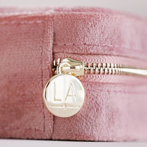 Rose Pink Velvet Square Travel Jewellery Case | Lisa Angel