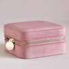 Rose Pink Velvet Square Travel Jewellery Case Closed