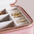 Ring Rolls of Rose Pink Velvet Square Travel Jewellery Case