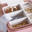 Jewellery Compartments of Rose Pink Velvet Square Travel Jewellery Case