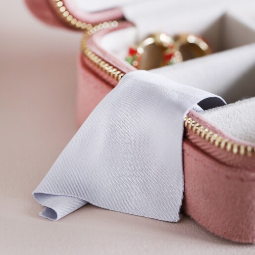 Polishing Cloth Polishing Cloth in Rose Pink Velvet Square Travel Jewellery Case