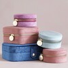Mauve Pink Velvet Round Travel Jewellery Case with Other Styles and Colours