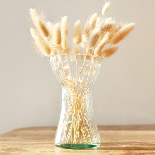 Fluted Glass Vase Filled with Flowers