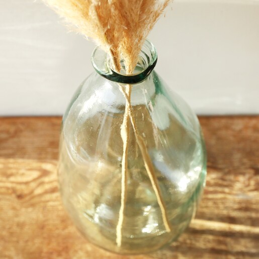 Pampas Filled Large Organic Style Glass Vase, H36cm