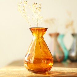 Recycled Amber Glass Bud Vase, H10cm