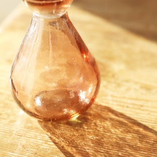 Close up of Recycled Pink Glass Bud Vase