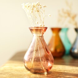 Recycled Pink Glass Bud Vase, H10cm