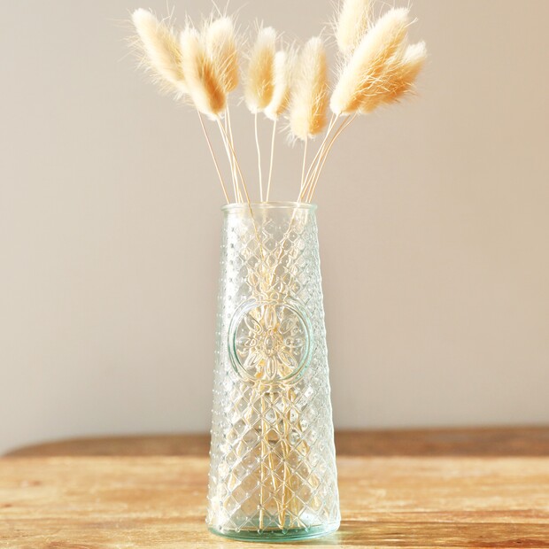 Small Textured Tapered Recycled Glass Vase, H16cm Small Textured Tapered Recycled Glass Vase, H16cm