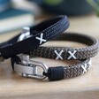 Men's Family Kiss Woven Cord Bracelets with Embroidered Xs