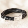 Men's Personalised Layered Leather Straps Valentine's Bracelet in Black