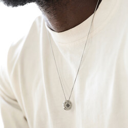 Men's Personalised Compass Stainless Steel Disc Pendant Necklace