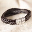 Men's Personalised Layered Leather Straps Valentine's Bracelet in Brown