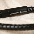 Close Up Men's Personalised Leather Valentine's Bracelet with Matt Black Clasp