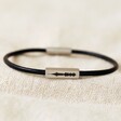 Men's Personalised Soundwave Leather Cord and Bar Bracelet in Black