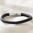 Men's Personalised Soundwave Polished Leather Bracelet