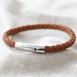 Clasp on Men's Personalised Soundwave Rustic Braided Leather Bracelet