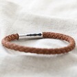 Men's Personalised Soundwave Rustic Braided Leather Bracelet