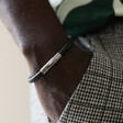 Men's Personalised Soundwave Vegan Leather Bracelet on Model