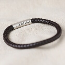 Men's Personalised Woven Leather Bracelet | Lisa Angel