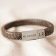 Men's Personalised Valentine's Woven Leather Bracelet in Brown