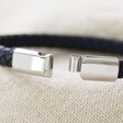 Men's Woven Leather Bracelet in Black and Blue Clasp