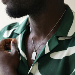 Men's Brushed Stainless Steel Tag Necklace