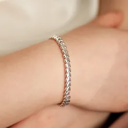 Beaded Hearts Bracelet in Silver