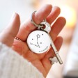 Model Holding Silver Personalised Constellation Stainless Steel Disc Keyring