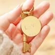 Model Holding Gold Personalised Love Stainless Steel Disc Keyring