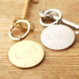 Personalised Love Stainless Steel Disc Keyring in Silver and Gold