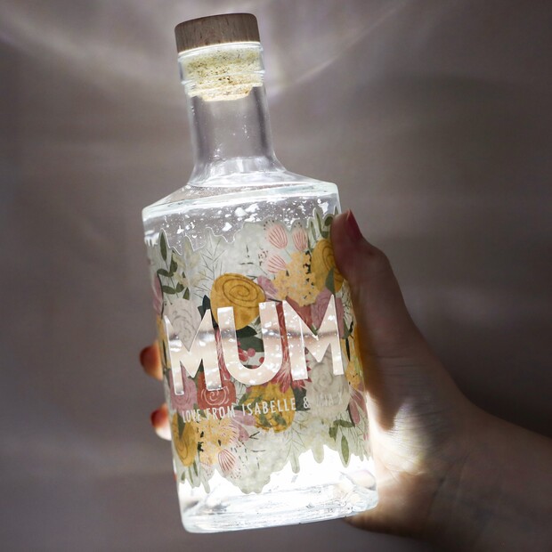 Personalised 500ml Mother's Day Bloom Light Up Glitter Globe Spirit Personalised 500ml Mother's Day Bloom Light Up Glitter Globe Spirit