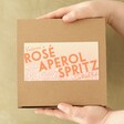 model holding Personalised Rosé Aperol Spritz Cocktail Kit