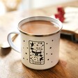 Personalised Love Tarot White Enamel Mug Filled with Tea