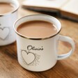 Personalised Heart Enamel Mug Filled with Tea
