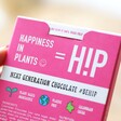 Close Up of Back of H!P Chocolate: Cookies No Cream Oat M!lk Chocolate Bar Packaging