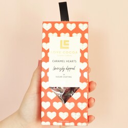 Love Cocoa Coated Chocolate Caramel Filled Hearts