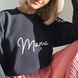 Model Wearing Lisa Angel Leopard Print Wording Sweatshirt