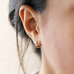 Tiny Gold Sterling Silver Slim Huggie Hoop Earrings