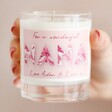 Model Holding Personalised Vintage Pink Nana Scented Soy Candle
