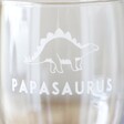 Close Up of Design on Papasaurus Pint Glass
