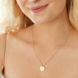 Model Wearing Eighteen Birthday Sterling Silver Disc Necklace