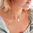 Sterling Silver Disc Charm Necklace on Model