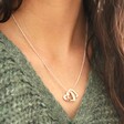 Model Wearing Mixed Metal Personalised Valentine's Love Heart Necklace