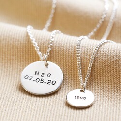 Personalised Sterling Silver Disc Charm Necklace