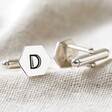 Personalised Initial Sterling Silver Hexagonal Cufflinks With Back