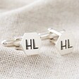 Personalised Initial Sterling Silver Hexagonal Cufflinks with Double Initials