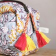 Quilted Grey Floral Make Up Bag with Tassels